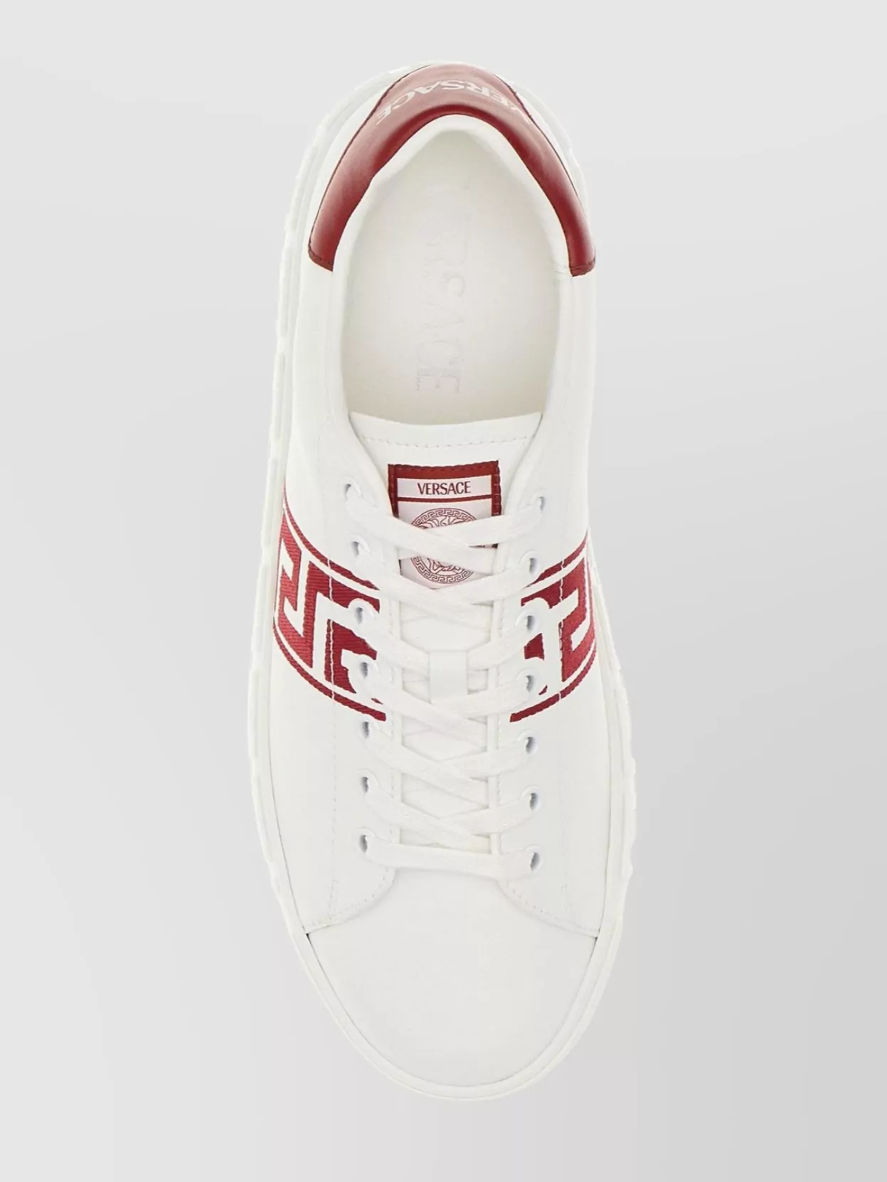 Versace Leather Sneakers With Greca Detail And Accents