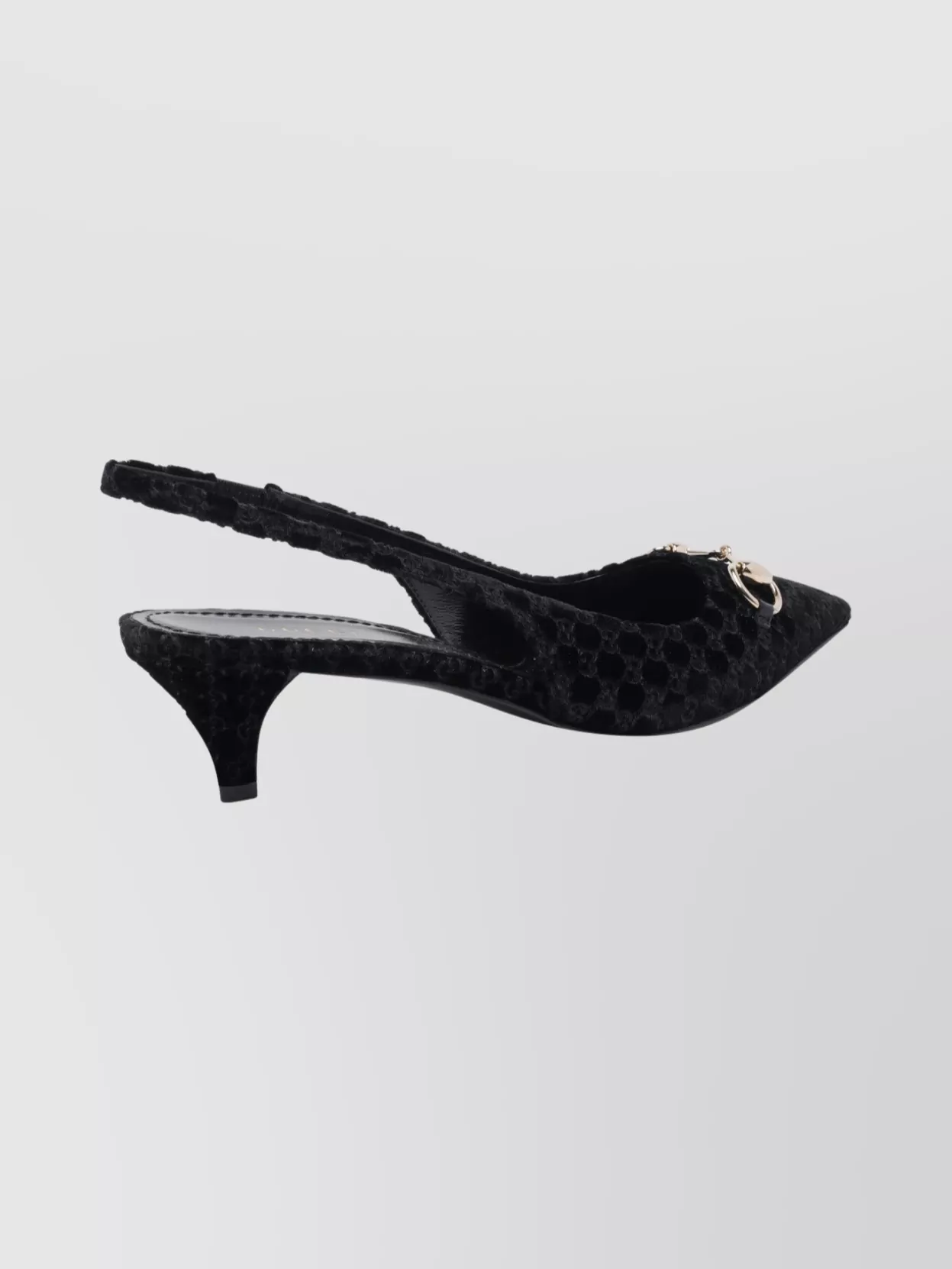 Gucci Horsebit Slingback Suede Kitten Heel Sandals