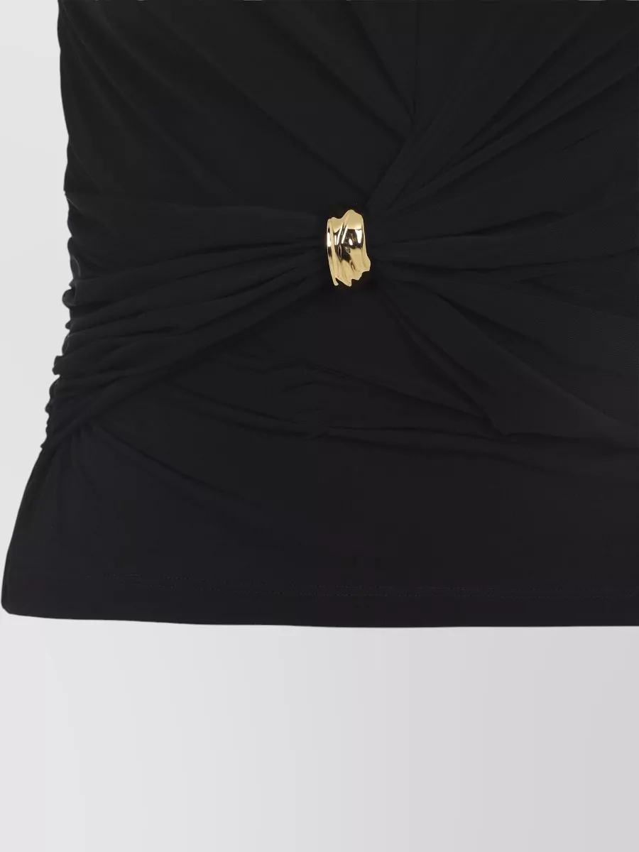 Elisabetta Franchi Sleeveless Top Round Neck Ruched Detail