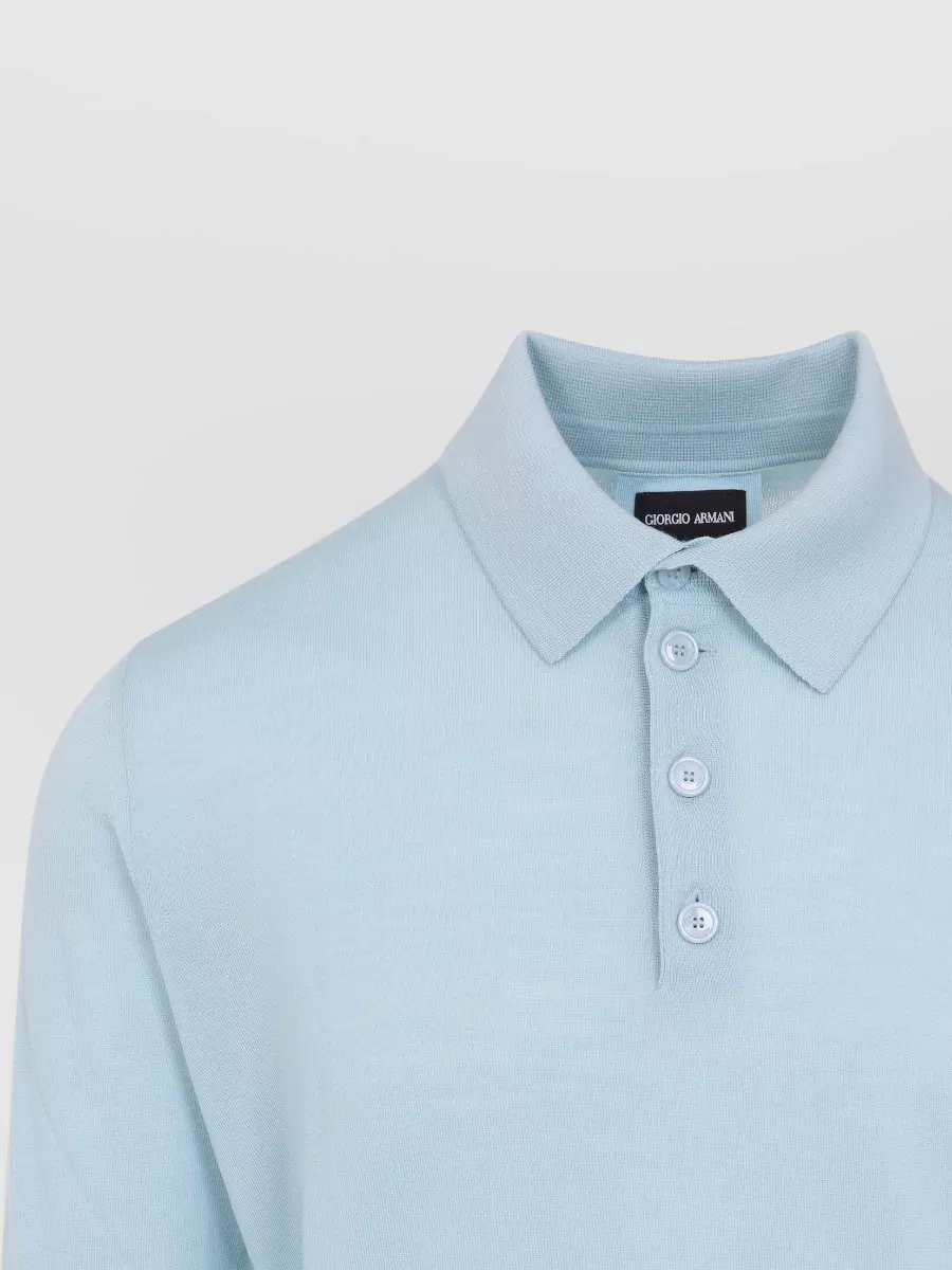 Giorgio Armani Wool Sweater Long Sleeves Polo Collar