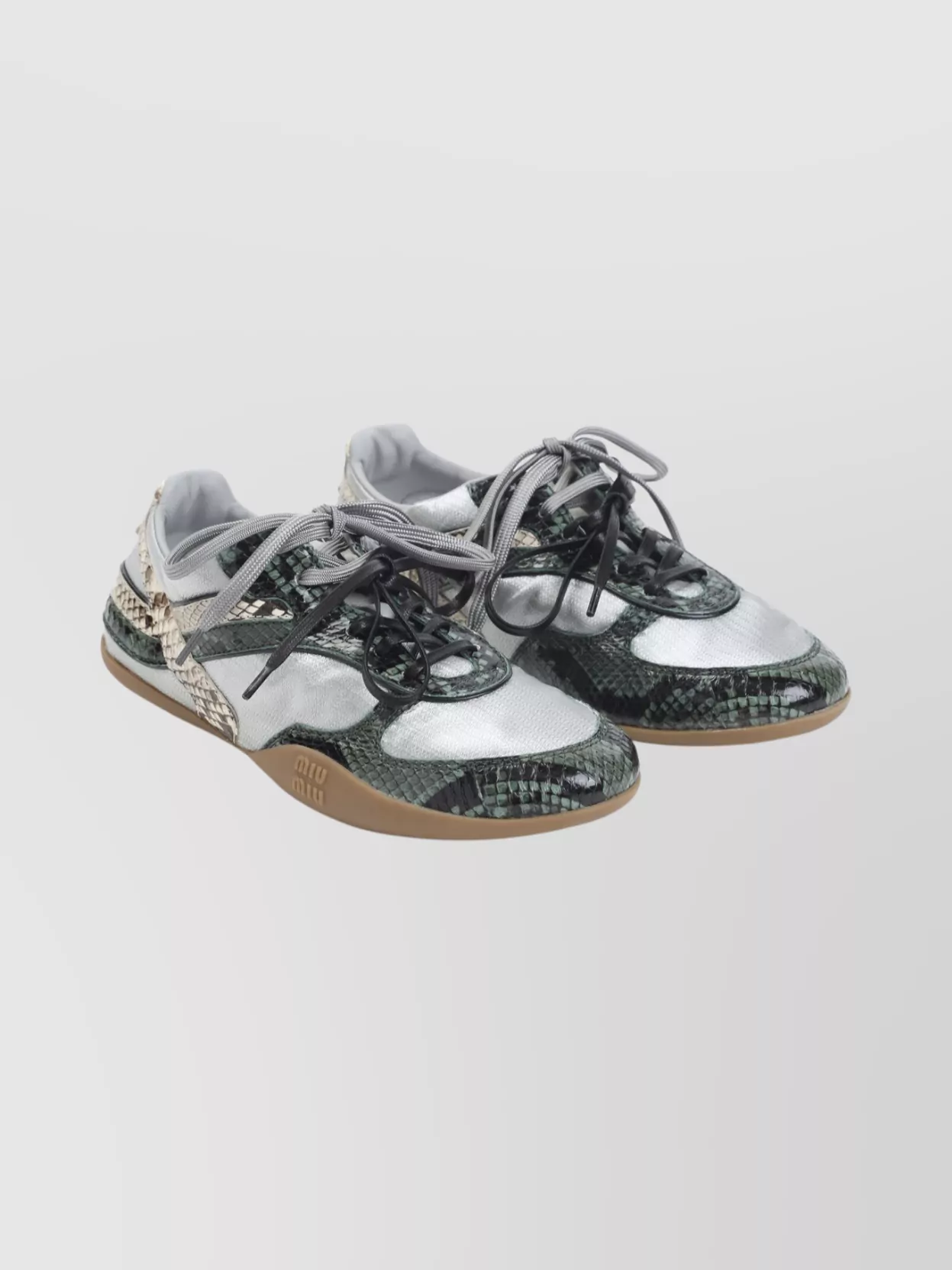 Miu Miu Low-top Lace-up Shoes Mixed Textures In Multi