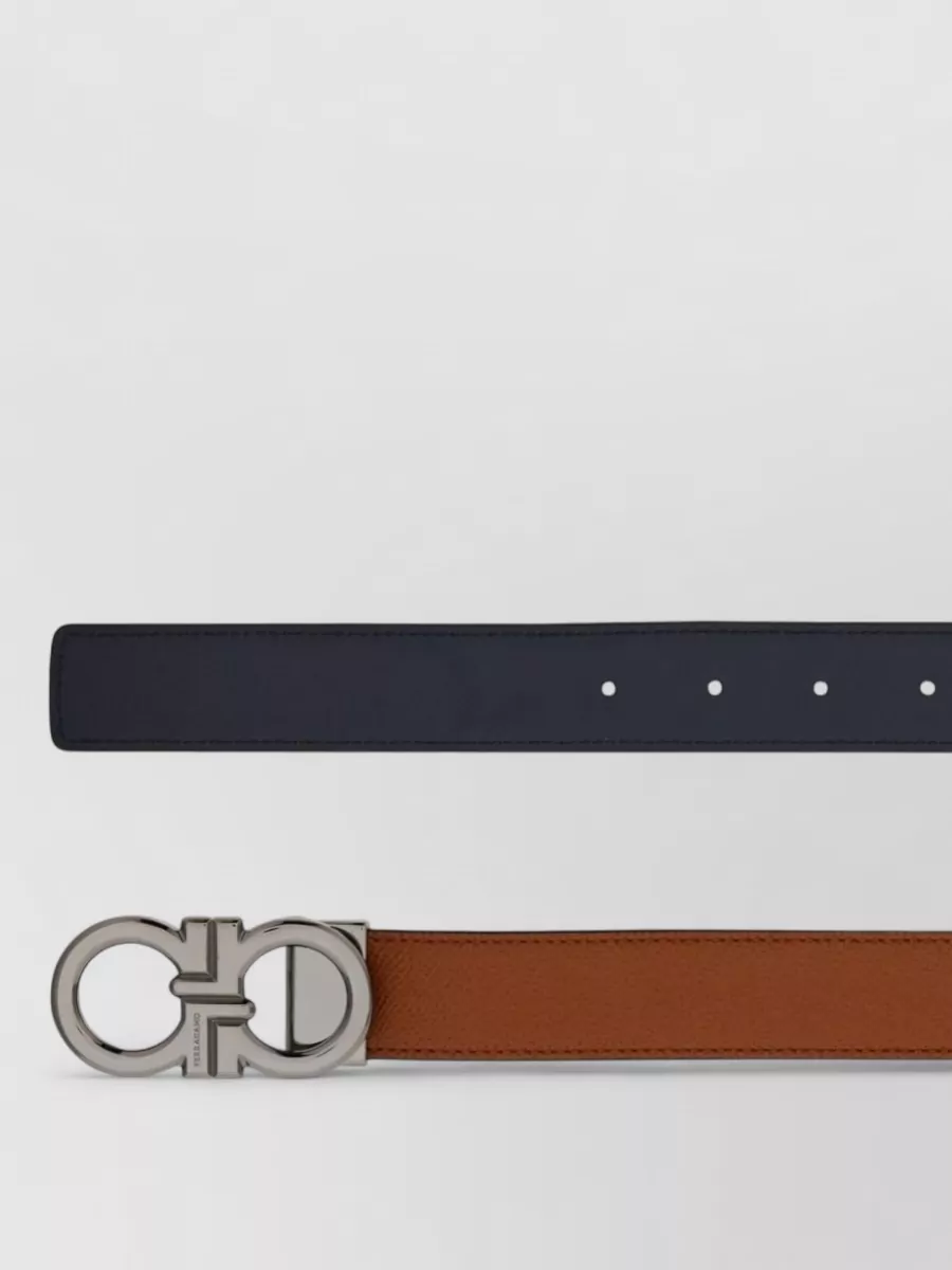 Ferragamo Gancini Leather Belt Adjustable Reversible