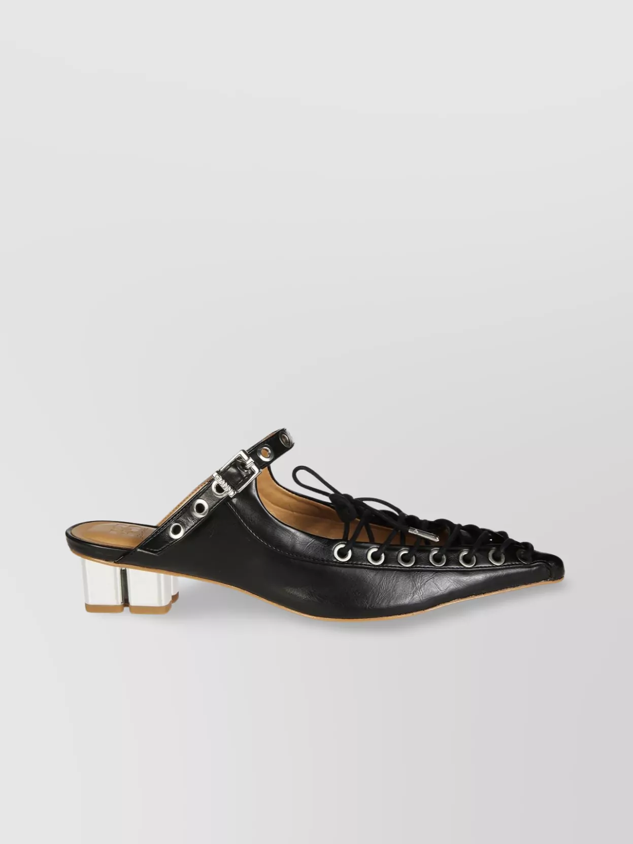 Ganni Block Heel Eyelet Detailing Ballerina Shoes