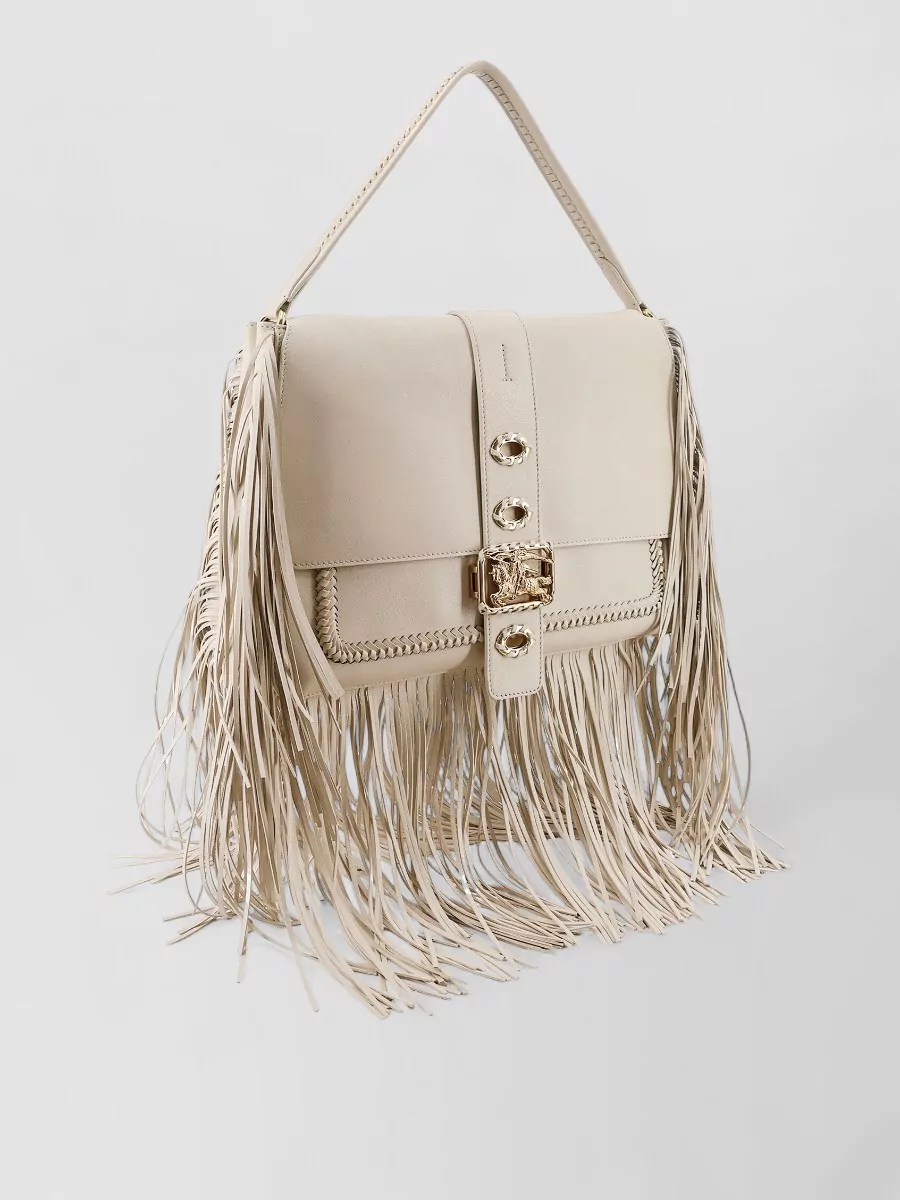 Burberry Medium Calfskin Leather Fringe Shoulder Bag