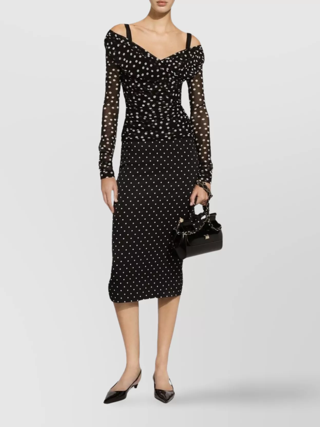 Dolce&Gabbana Sleeveless Polka Dot Top With Sheer Sleeves