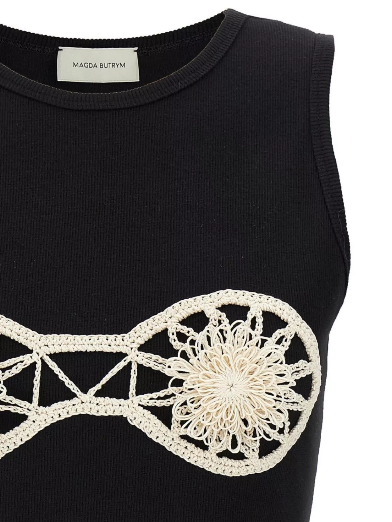 Magda Butrym Ribbed Sleeveless Crochet Detail Top