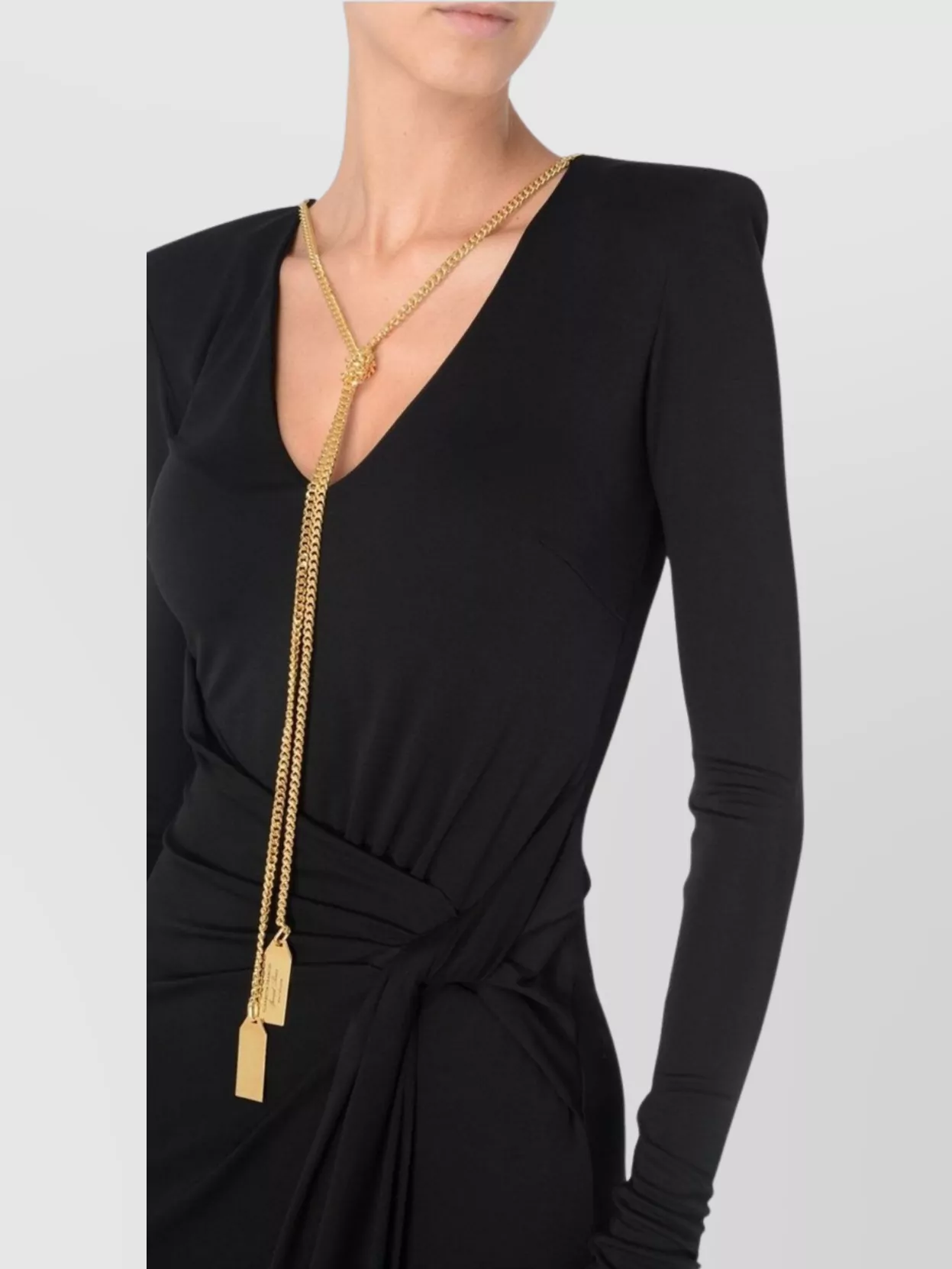 Elisabetta Franchi Hemline Asymmetry Draped Detail Sleeves V-Neck