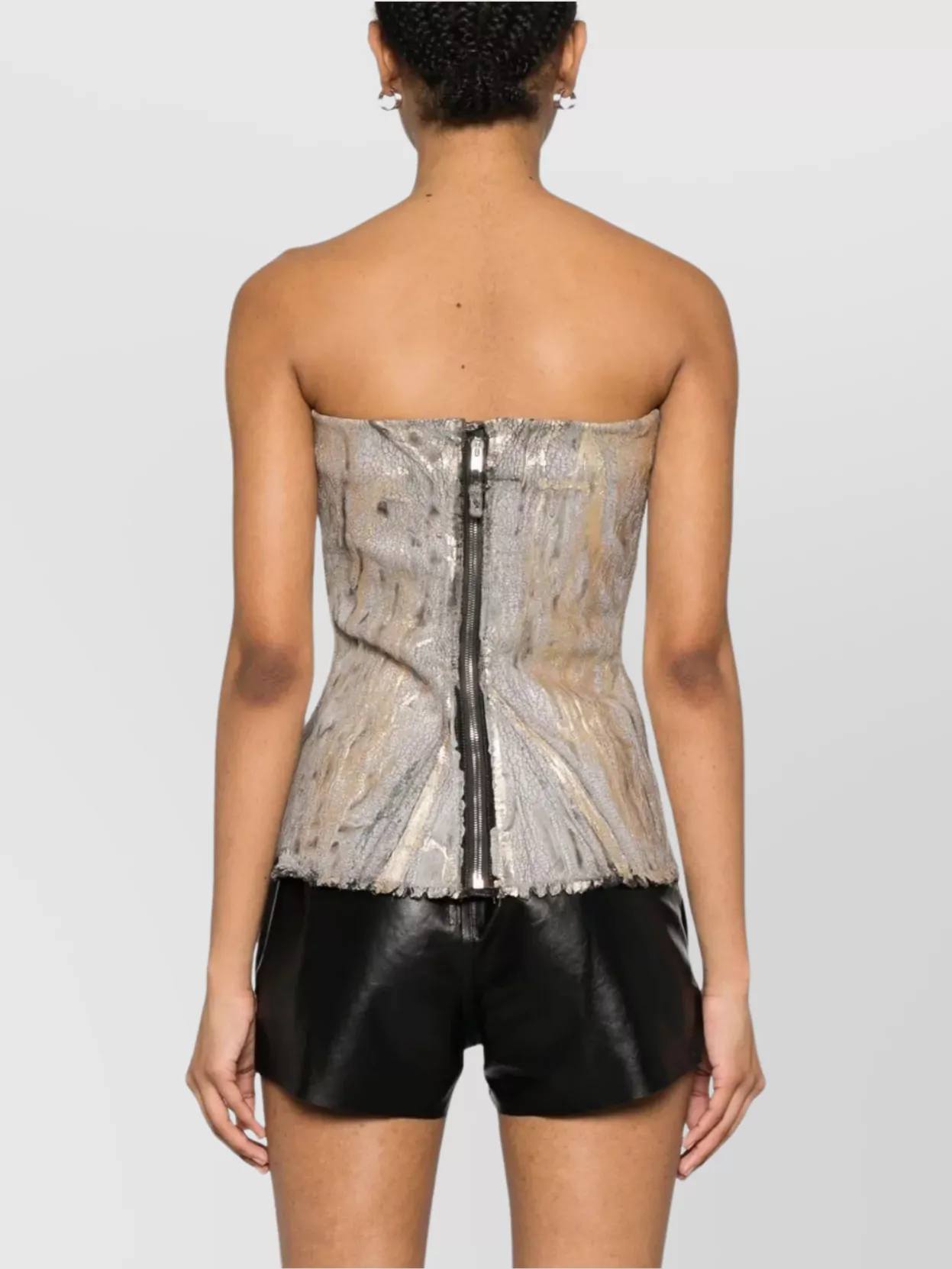 Rick Owens Denim Bustier Top Metallic Finish In Orange