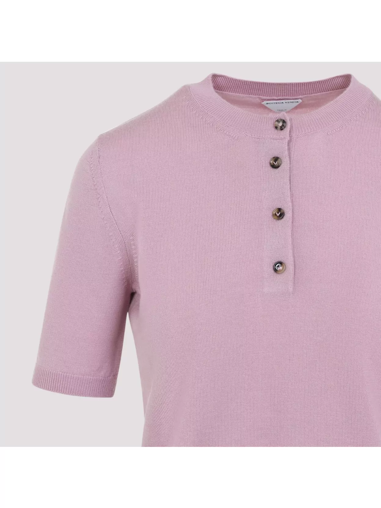 Shop Bottega Veneta Wool Knit Short Sleeve Pullover In Pink