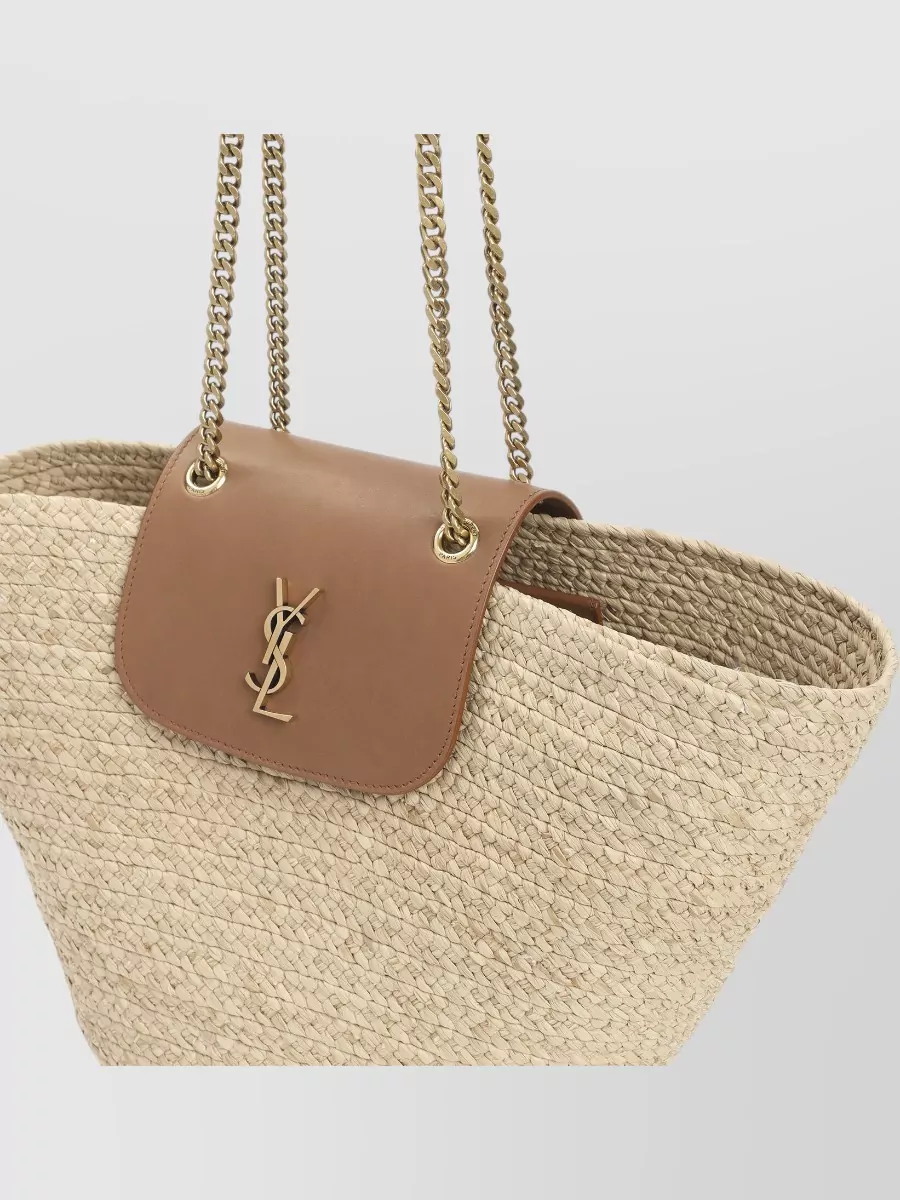 Saint Laurent Raffia Basket Tote Bag