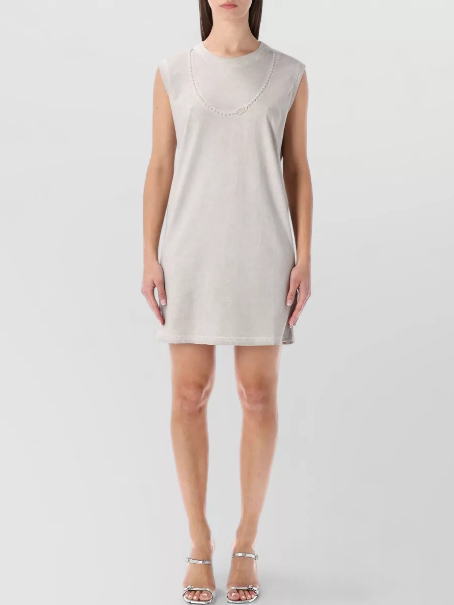 Diesel Modern Cotton Sleeveless T-shirt Dress In Gray