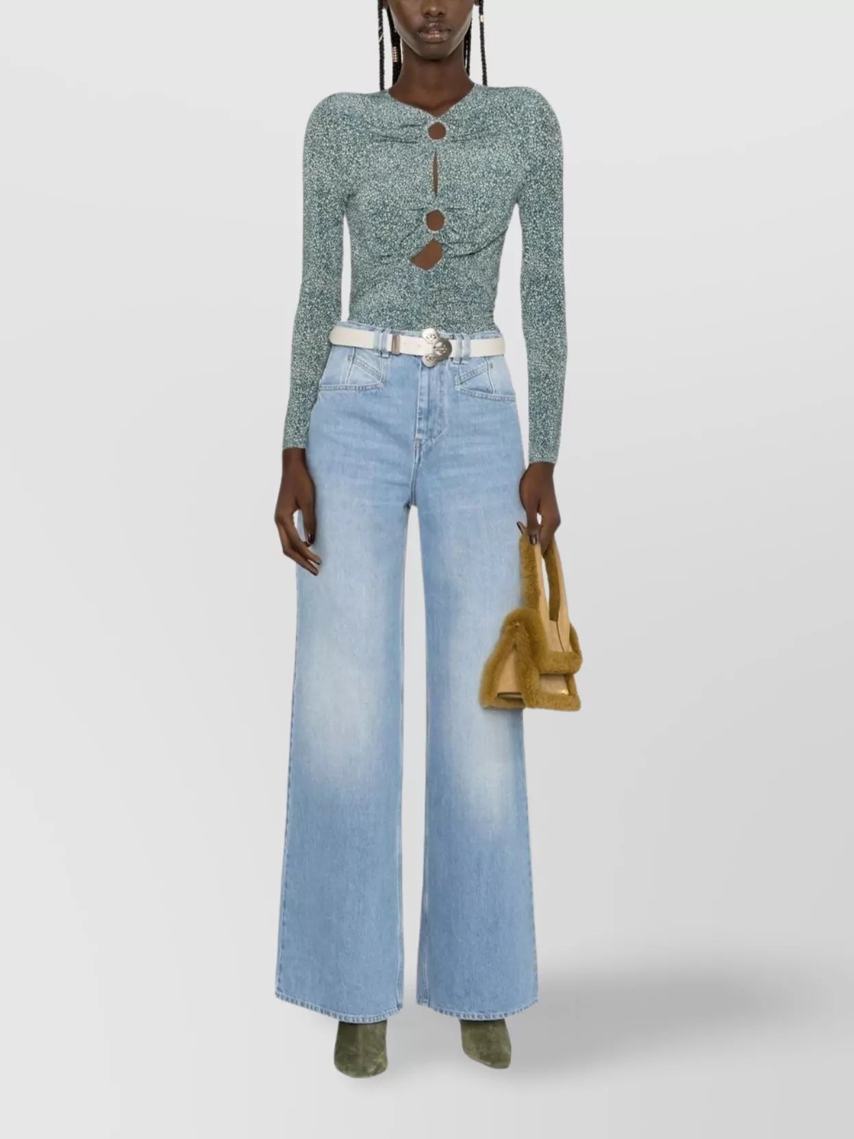 Isabel Marant Fitted Long Sleeve Top With Keyhole Detail In Blue