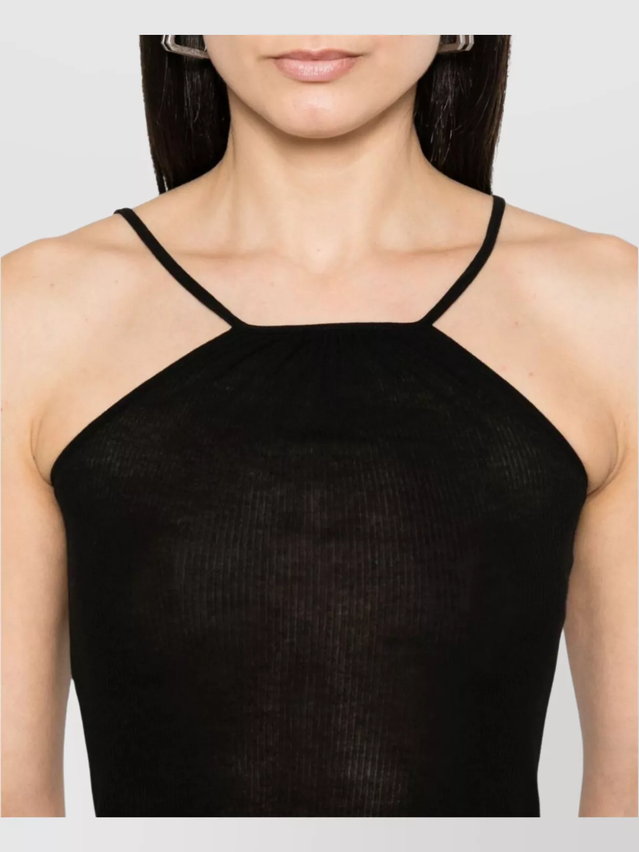 Rick Owens Silk Top With Curved Raw-cut Hem