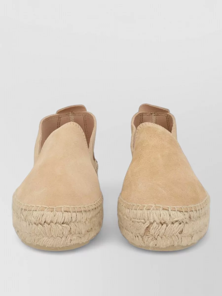 Manebi Suede Round Toe Espadrilles Rope Sole In Black