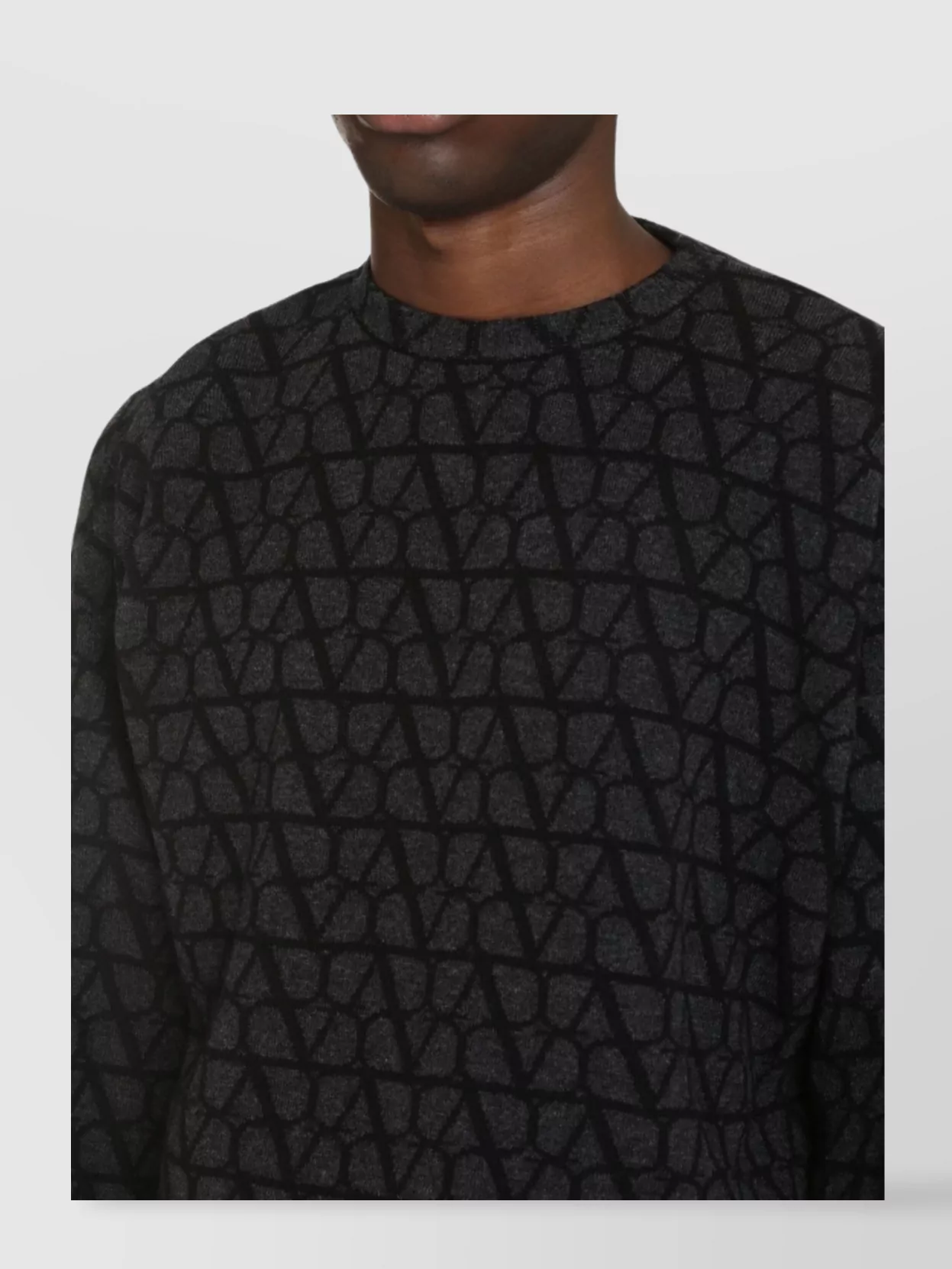 VALENTINO WOOL CREW-NECK SWEATER GEOMETRIC PATTERN