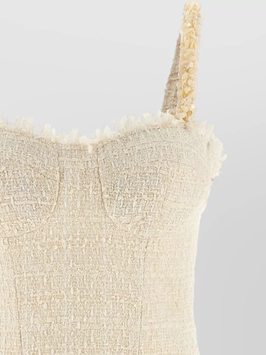 Balmain Tweed Sweetheart Neck Sleeveless Mini Dress