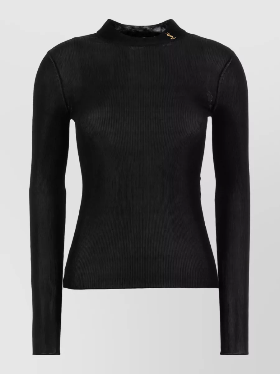 Saint Laurent ribbed silk turtleneck top