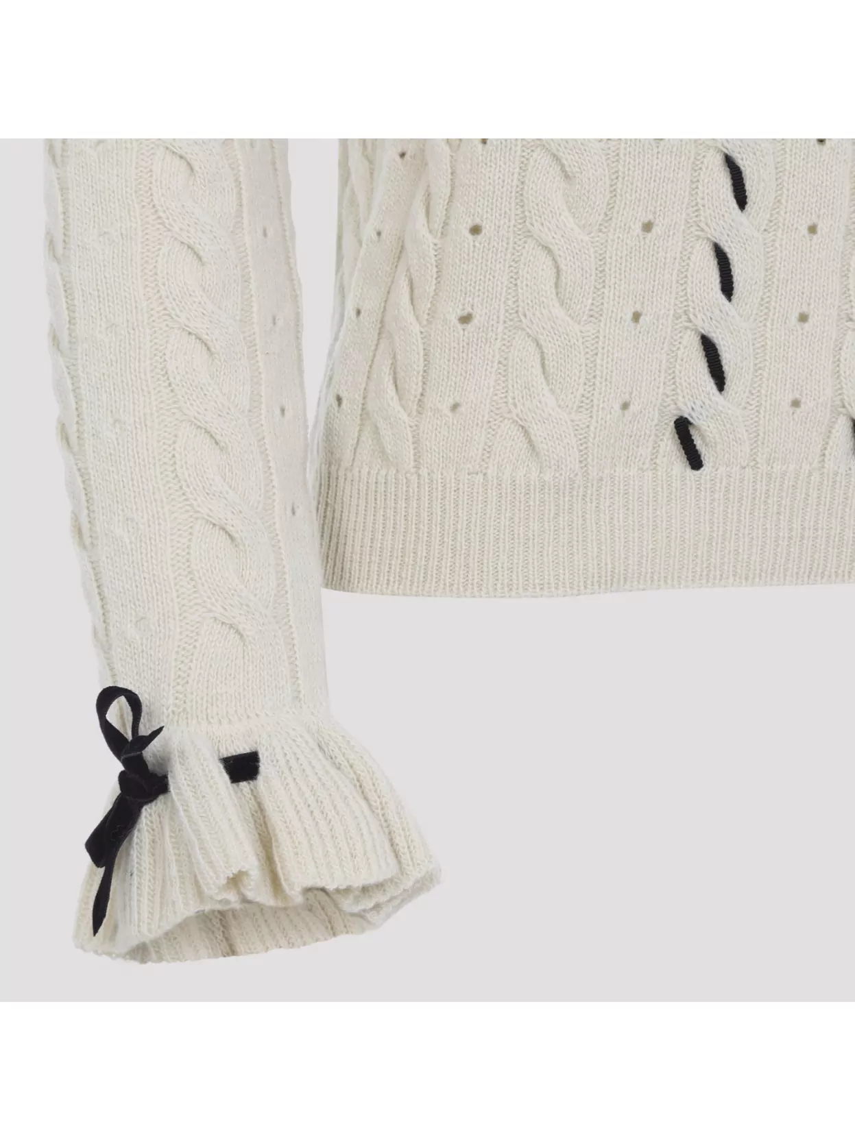 Valentino Knit Sweater With Ruffled Cuffs And Bow