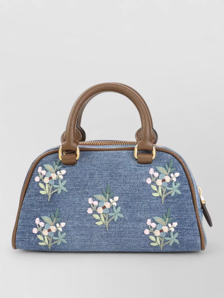 Valentino Garavani Vlogo Signature Mini Denim Embroidered Top Handle Bag
