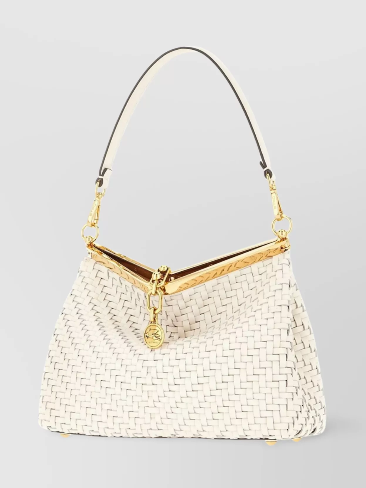Etro Calf Leather Woven Shoulder Bag