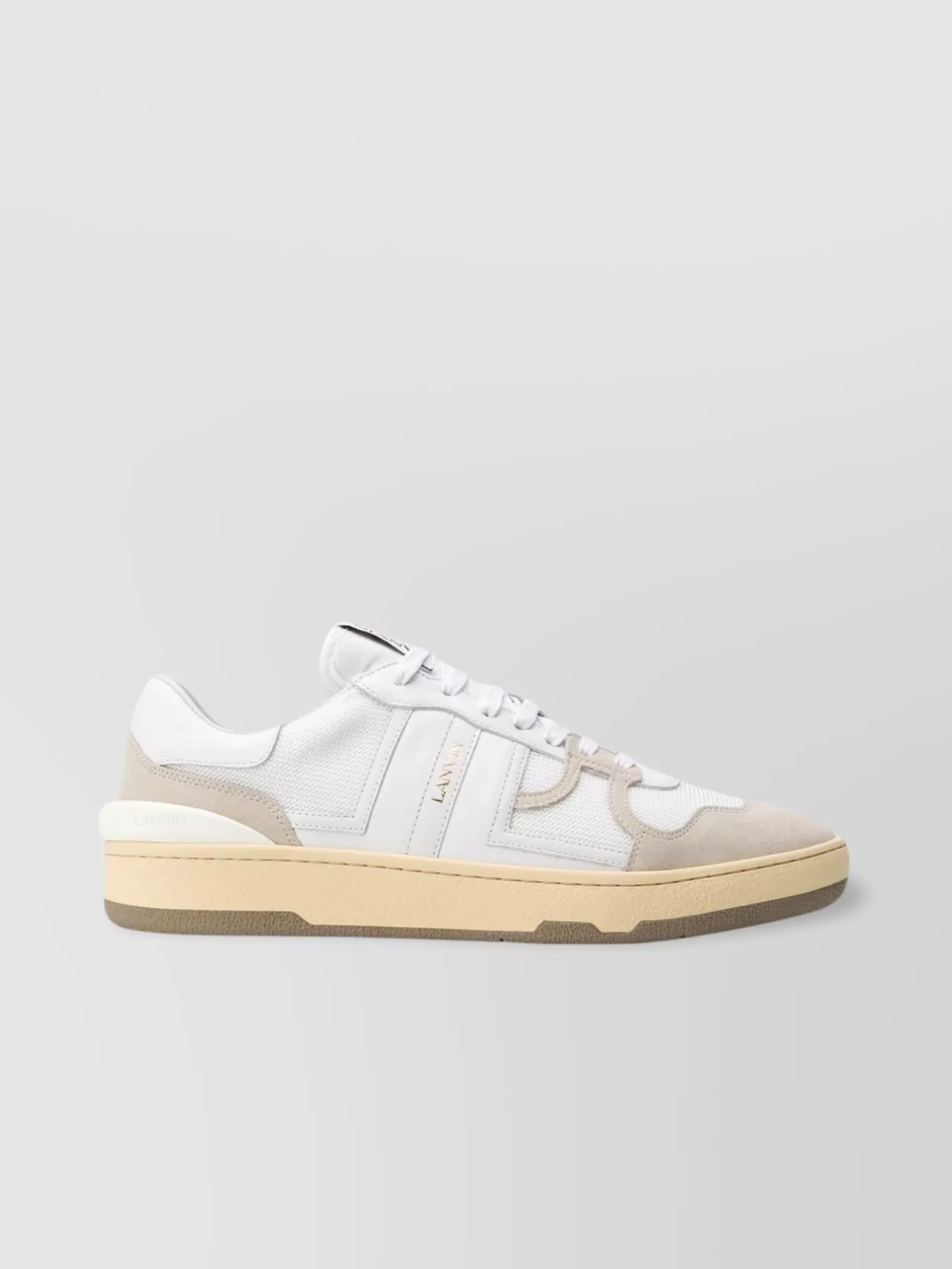 Shop Lanvin Rubber Sole Round Toe Low-top Sneakers In White