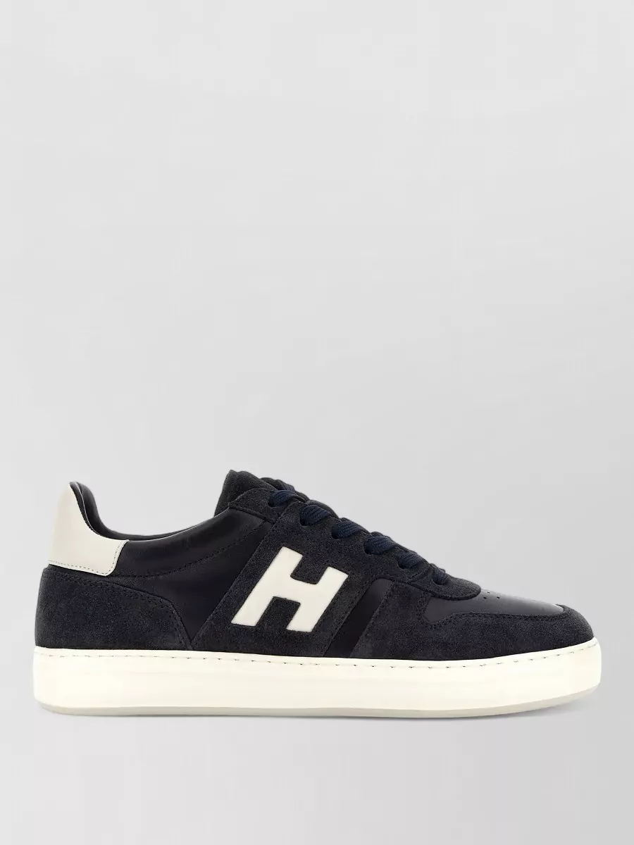 Hogan Sneakers Contrasting Sole Round Toe Suede