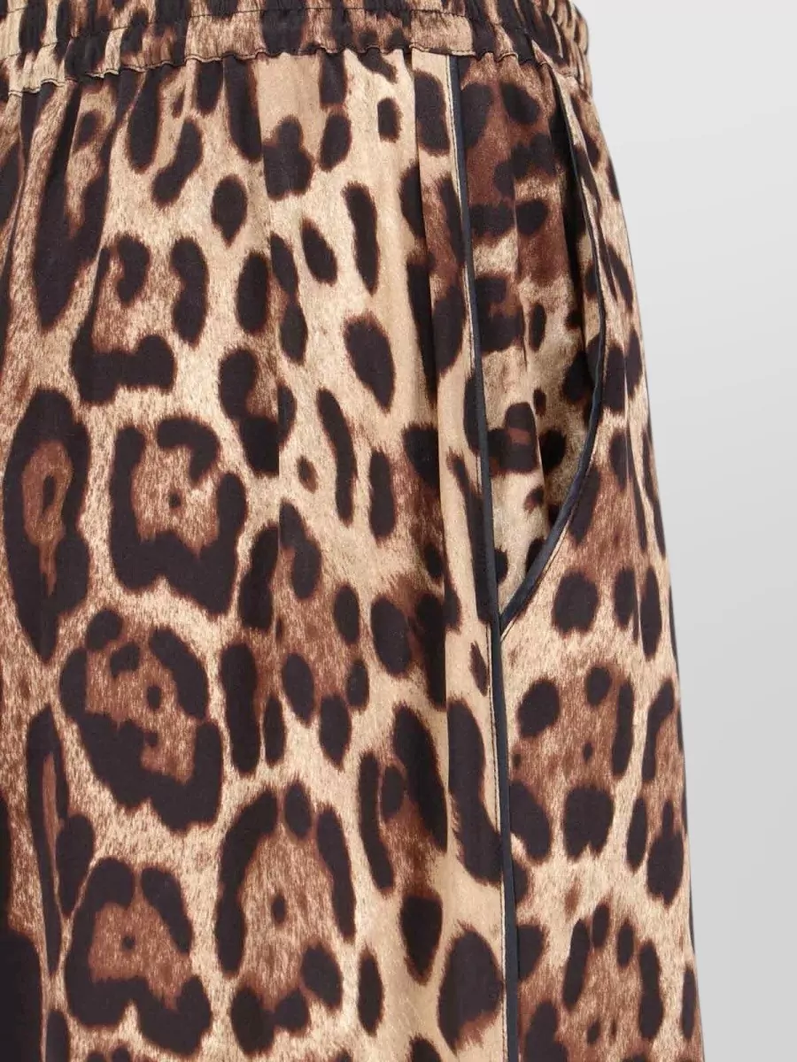 Dolce & Gabbana Animal Print Wide Leg Relaxed Trousers In Animal Print