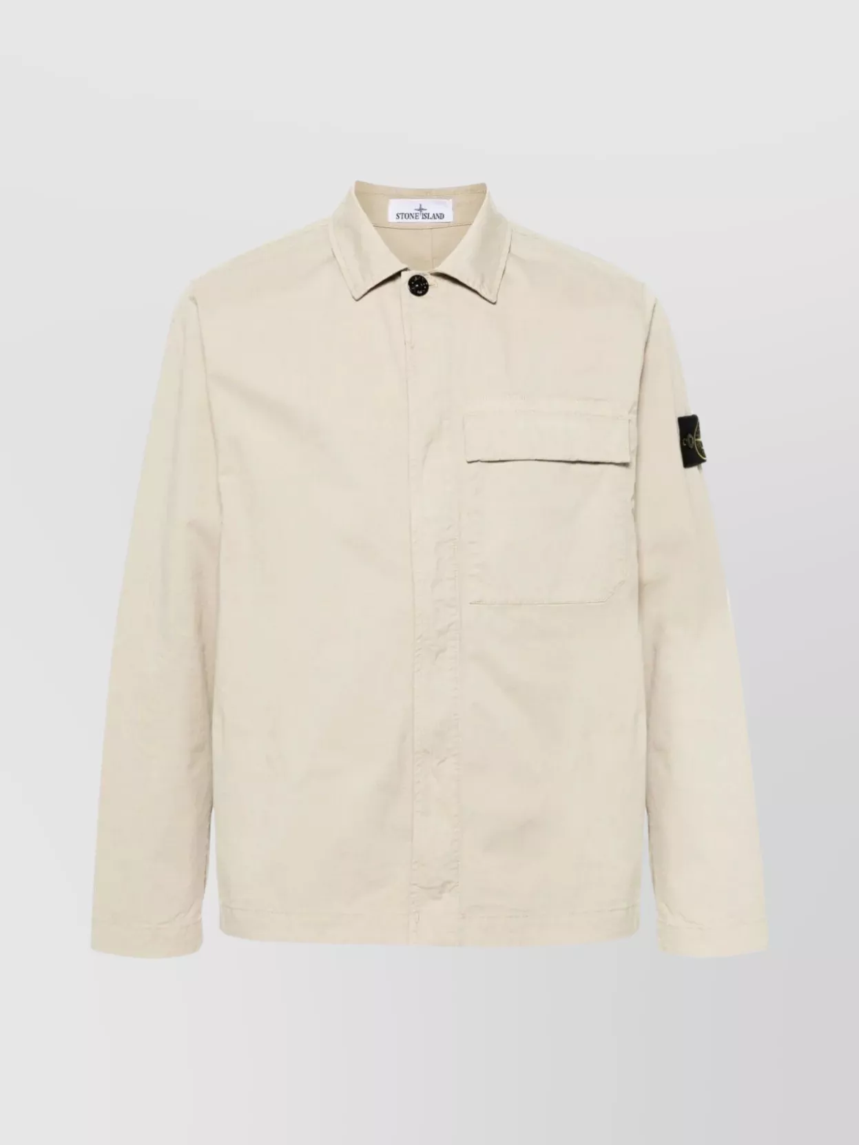Shop Stone Island Overshirt Cotton Collar Button-down
