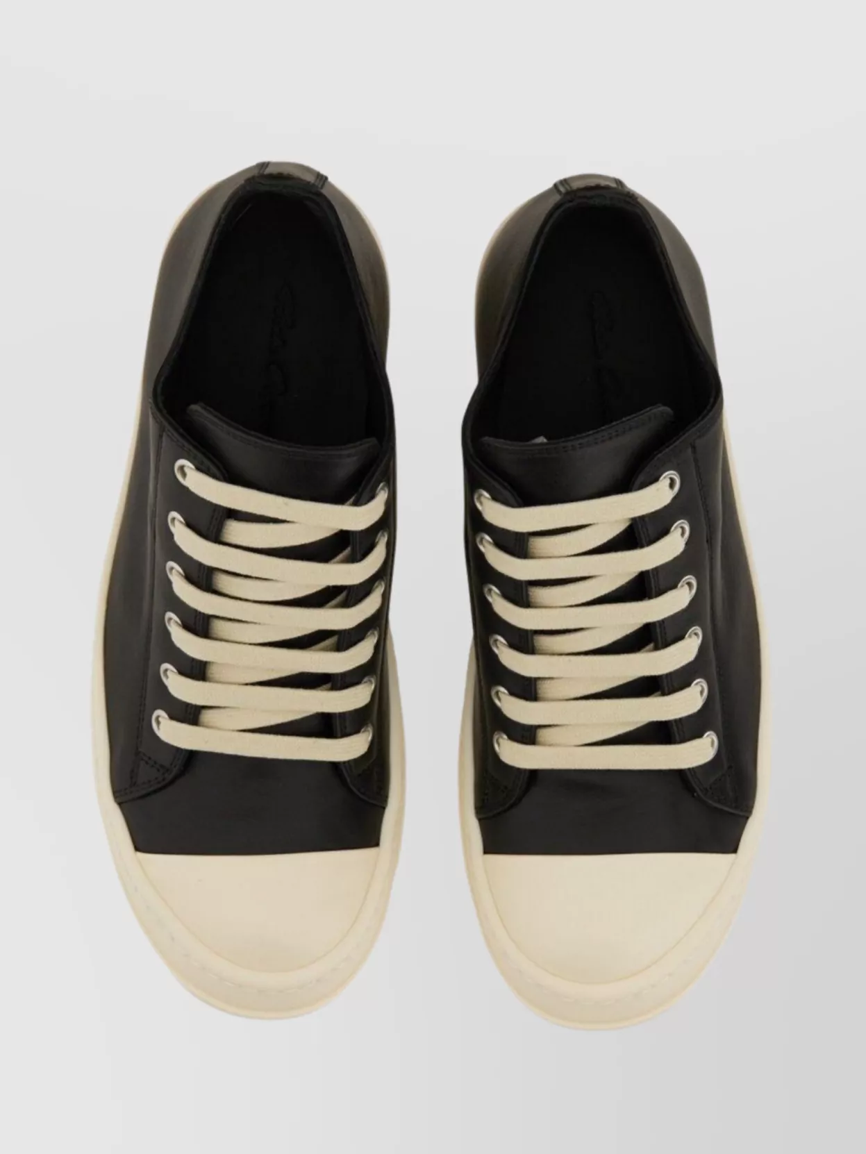 Rick Owens Low-Top Leather Sneaker Contrast Sole