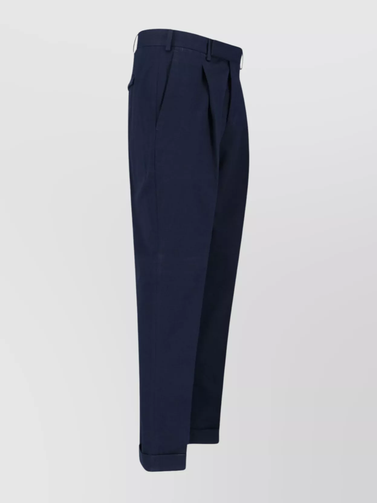 Pt Torino Mid-rise Tailored Trousers With Pleats And Buttoned Pockets In Blue