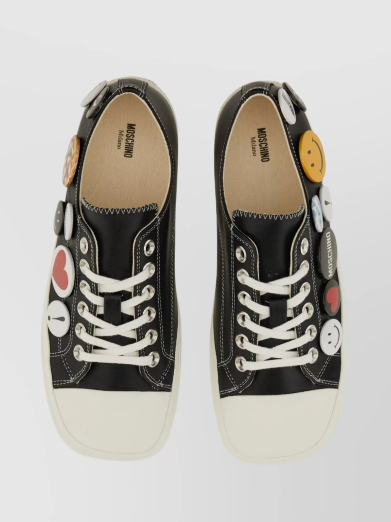 Moschino Sneakers With Decorative Patches And Pins
