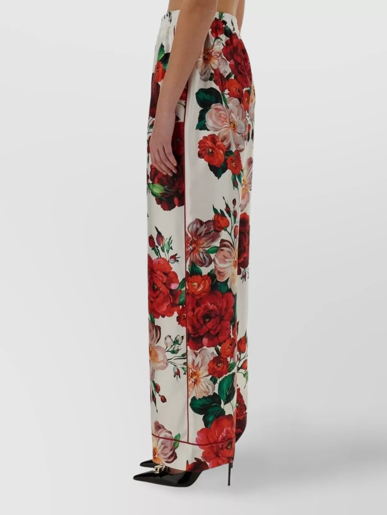 Dolce & Gabbana Satin Pajama Pants With Rose Print