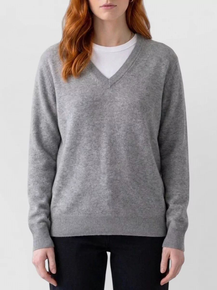 The Row cashmere v-neck ribbed-hem sweater