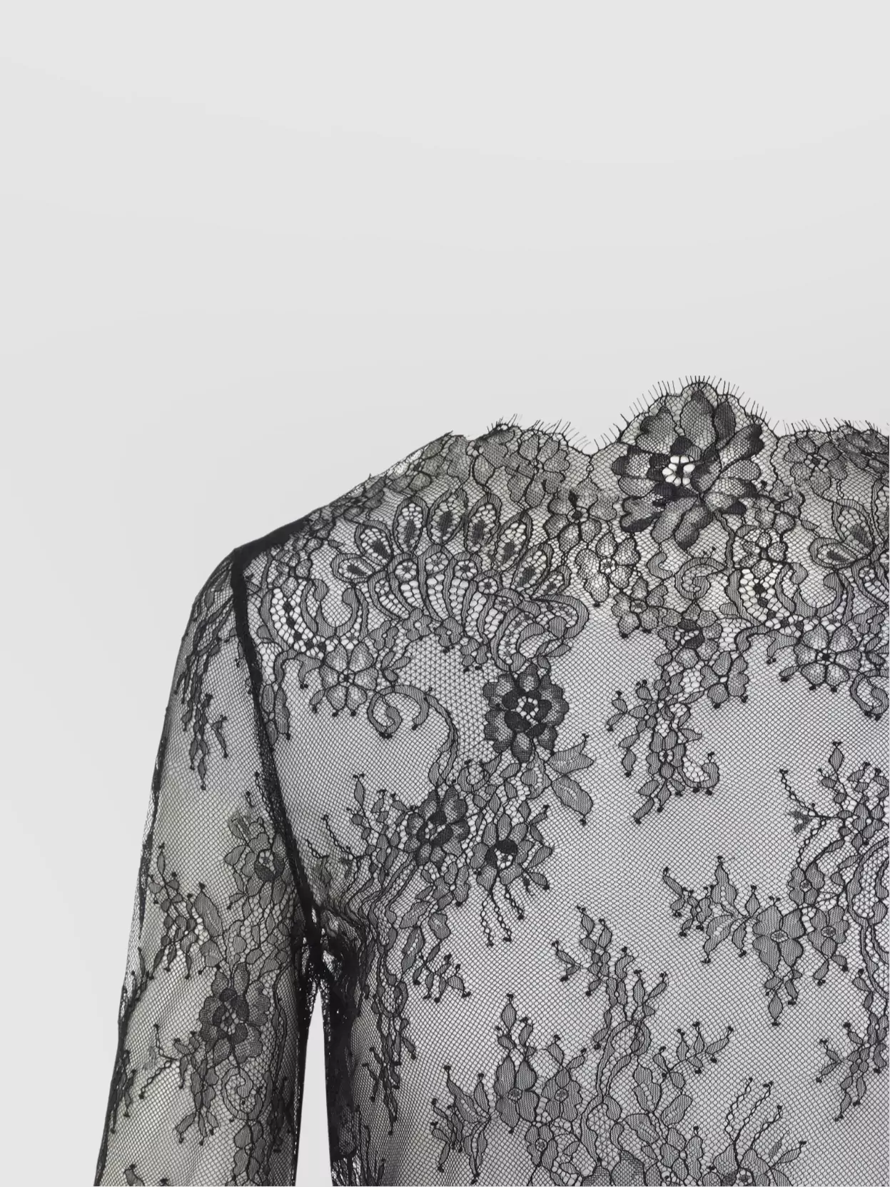 Alberta Ferretti Floral Pattern Lace Ls T-Shirt