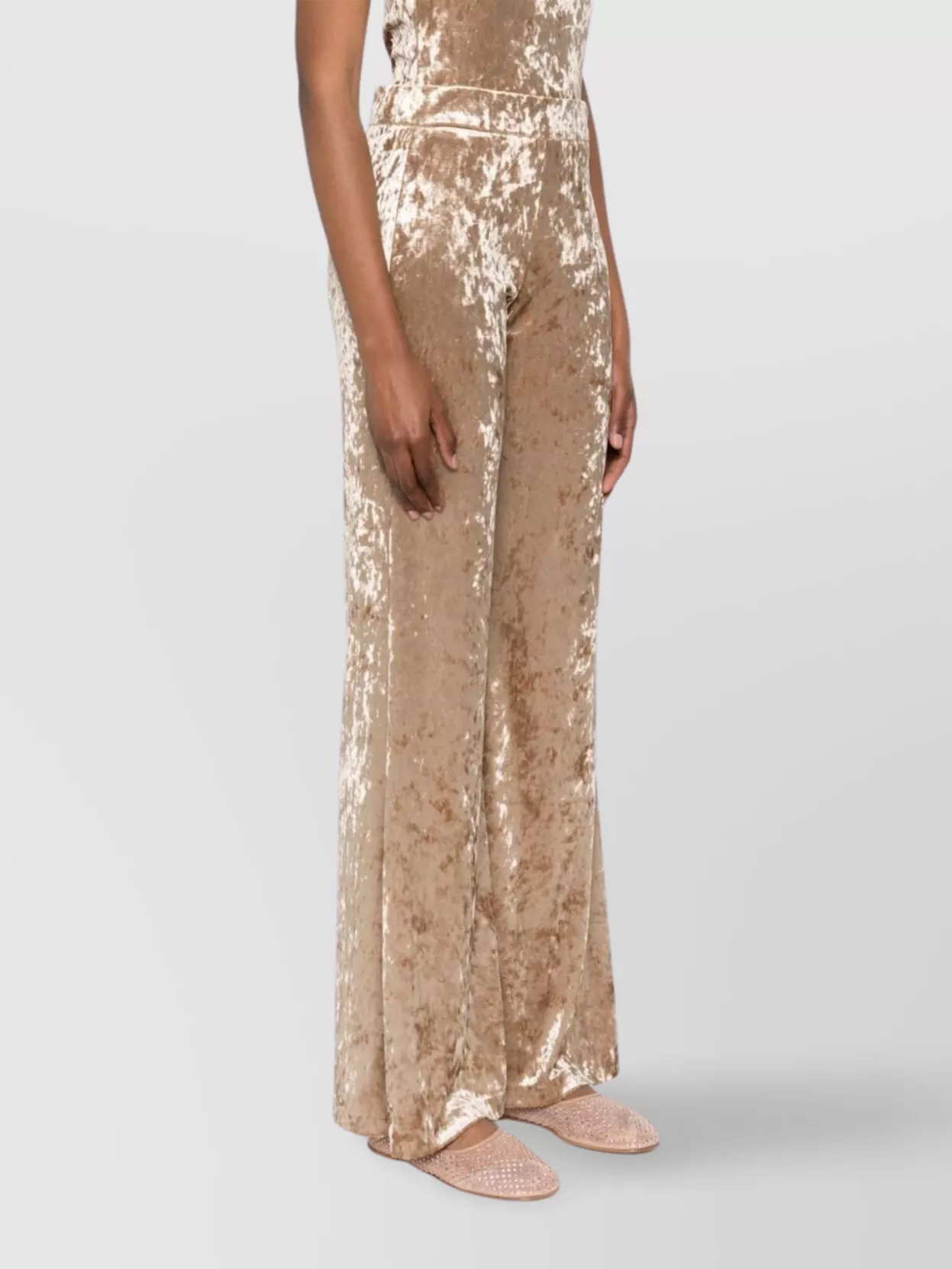 Forte Forte High Waist Flared Velvet Trousers In Brown