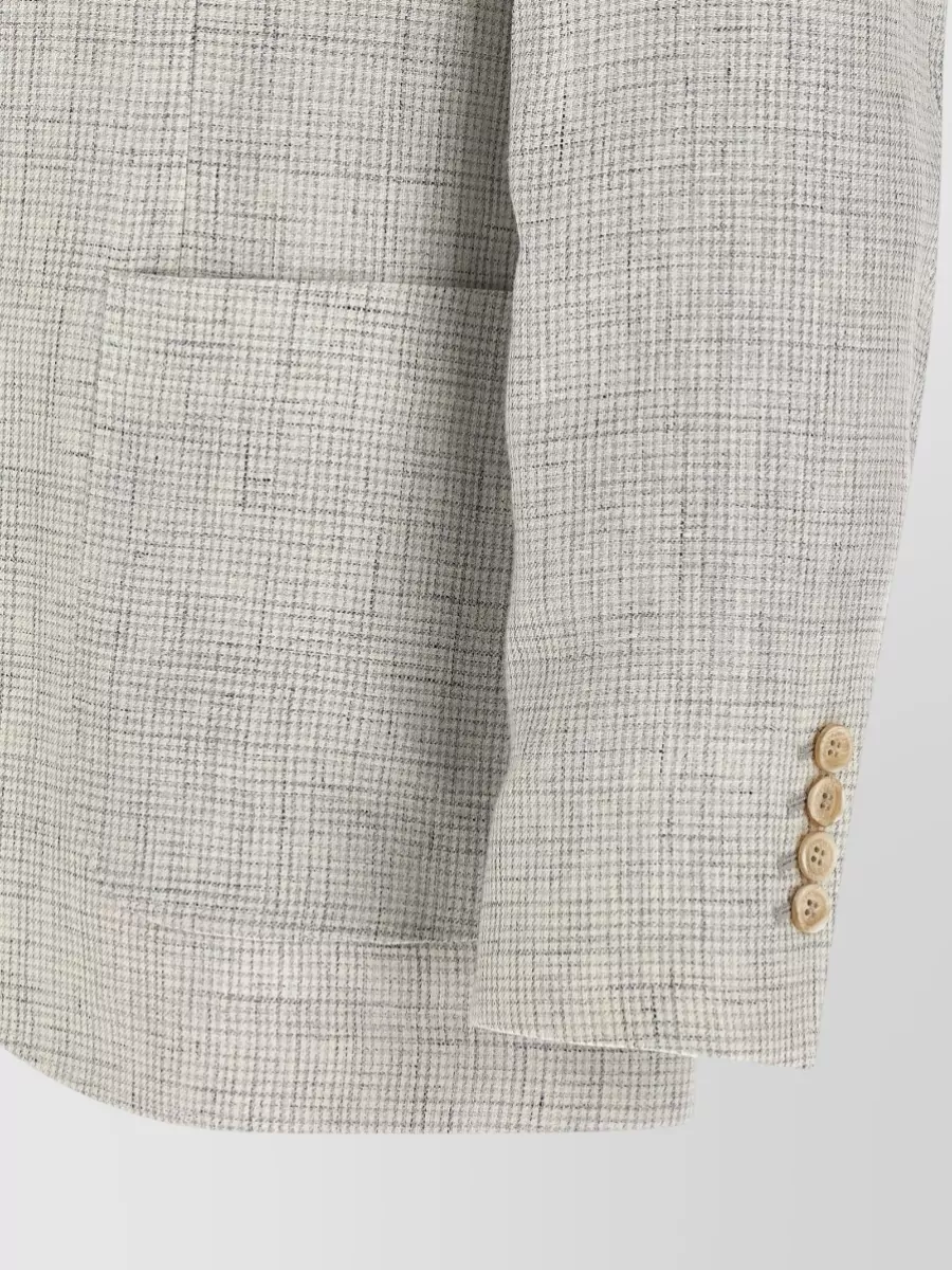 Brunello Cucinelli Linen Checked Single-Breasted Blazer