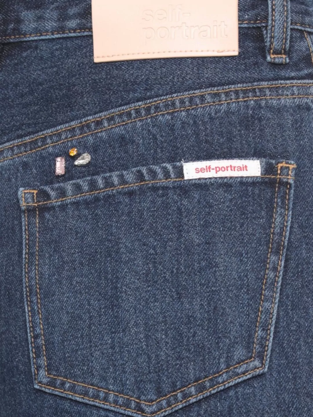 Self-Portrait Straight Cut Denim Trousers Featuring Pockets