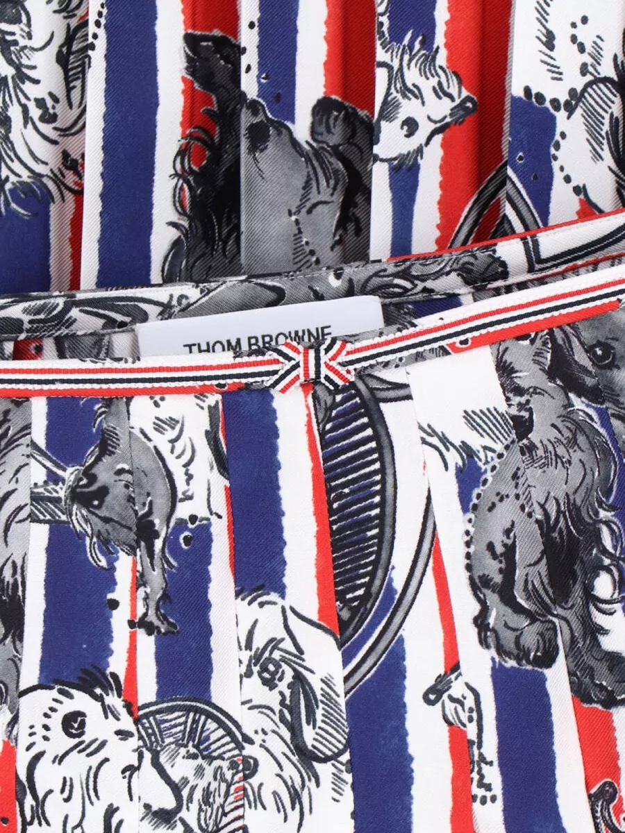 Thom Browne Silk High-Rise Pleated Maxi Skirt