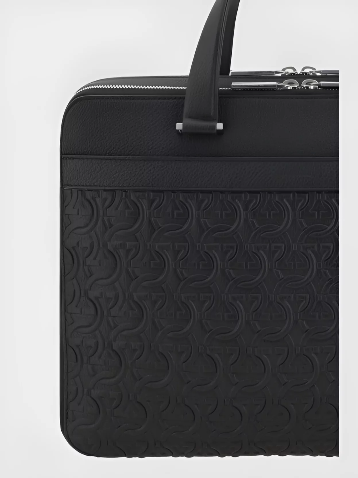 Ferragamo Leather Business Handbag With Embossed Pattern