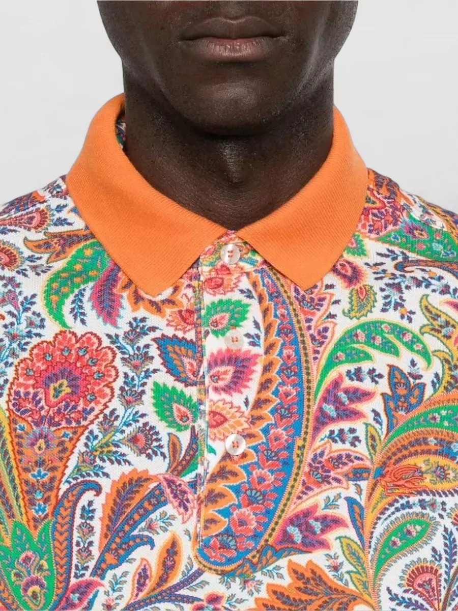 Etro Paisley Print Short-Sleeve Polo Shirt
