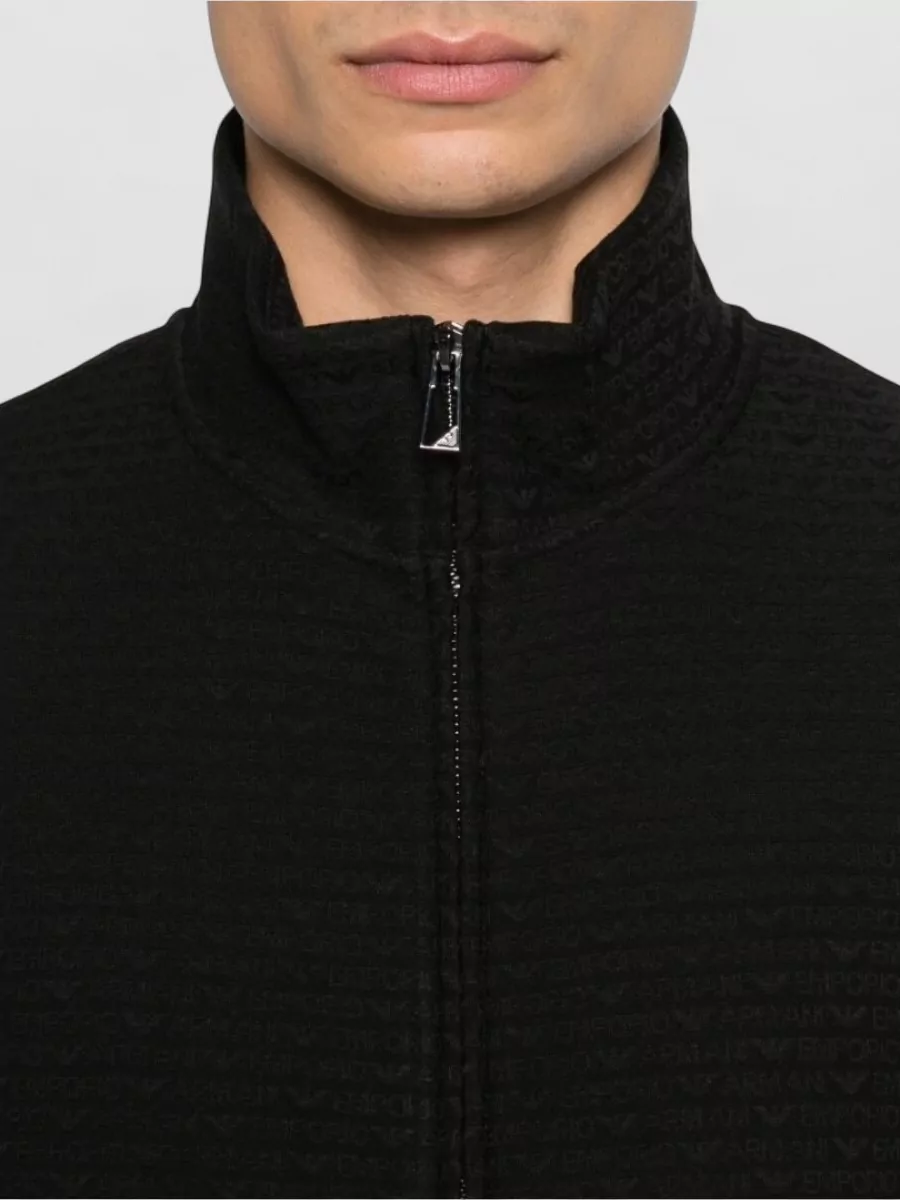 Emporio Armani Cotton Blend Sweatshirt Zip High Collar