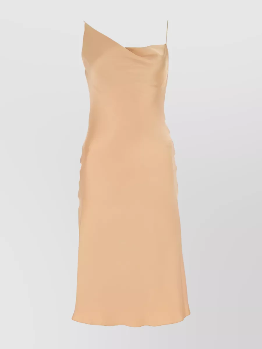 Shop Stella Mccartney Fluid Draped Satin Midi Dress In Cream