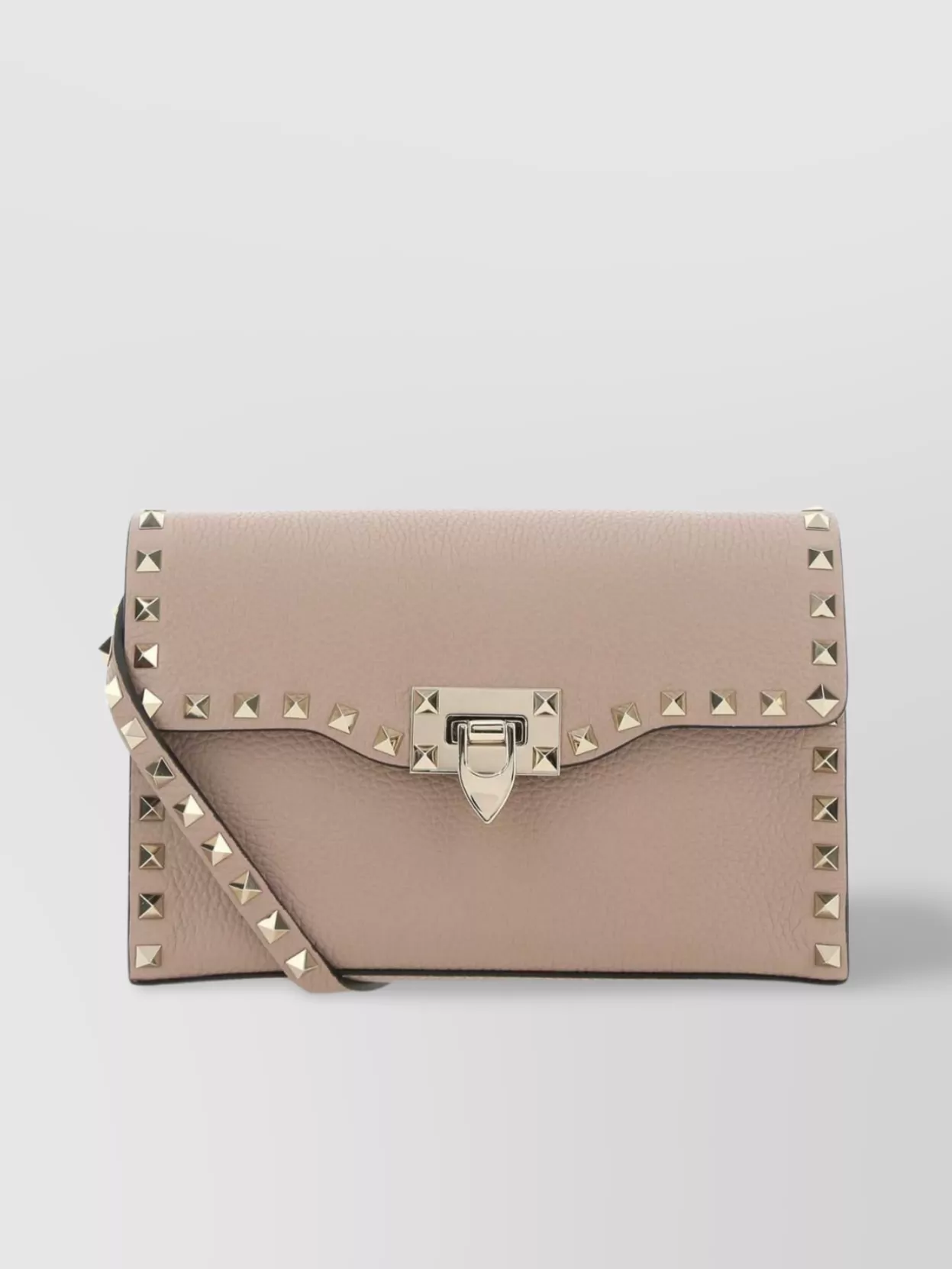 Shop Valentino Rockstud Detail Leather Crossbody In Brown