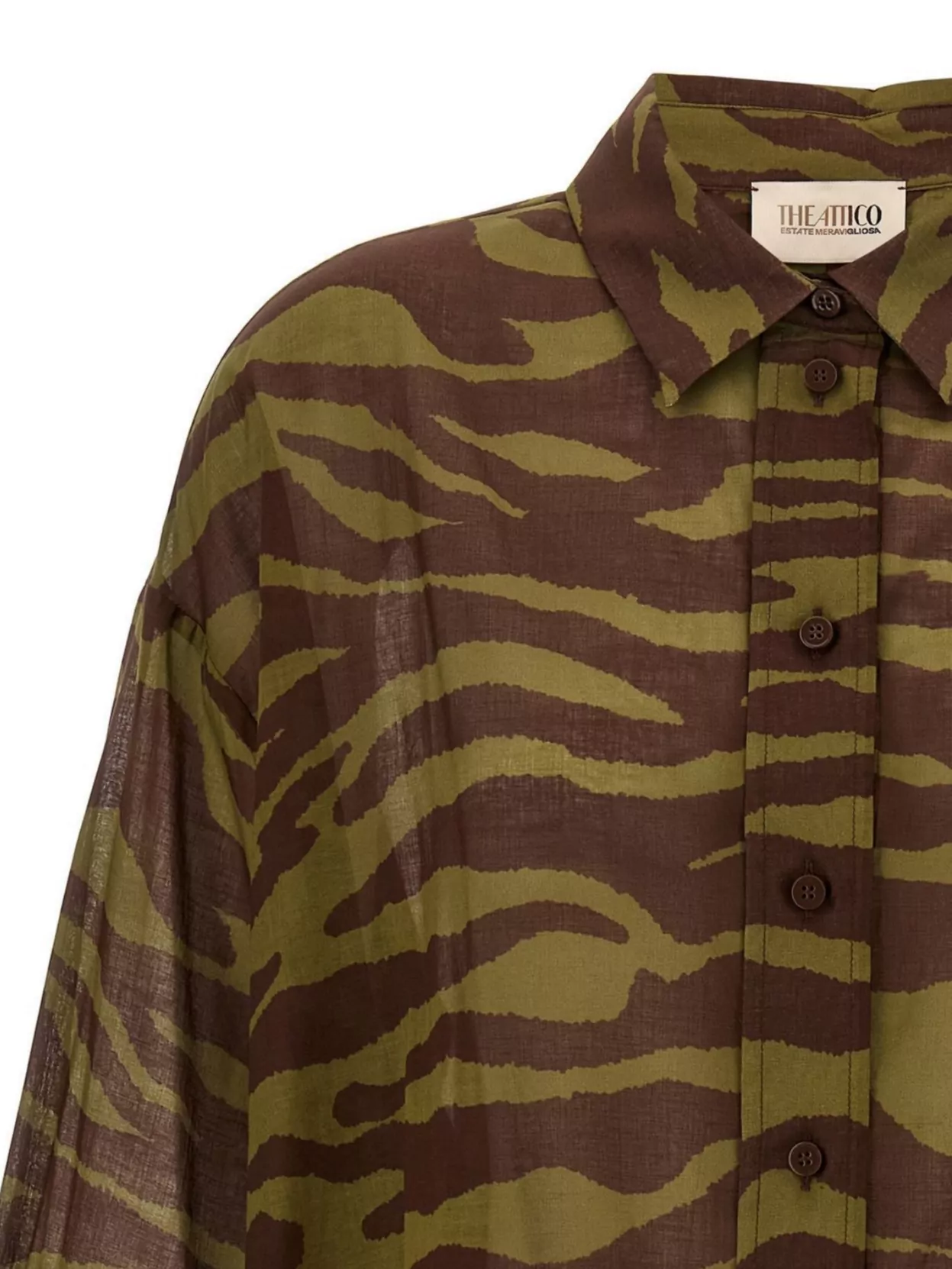 The Attico Animal Print High-Low Hem Shirt
