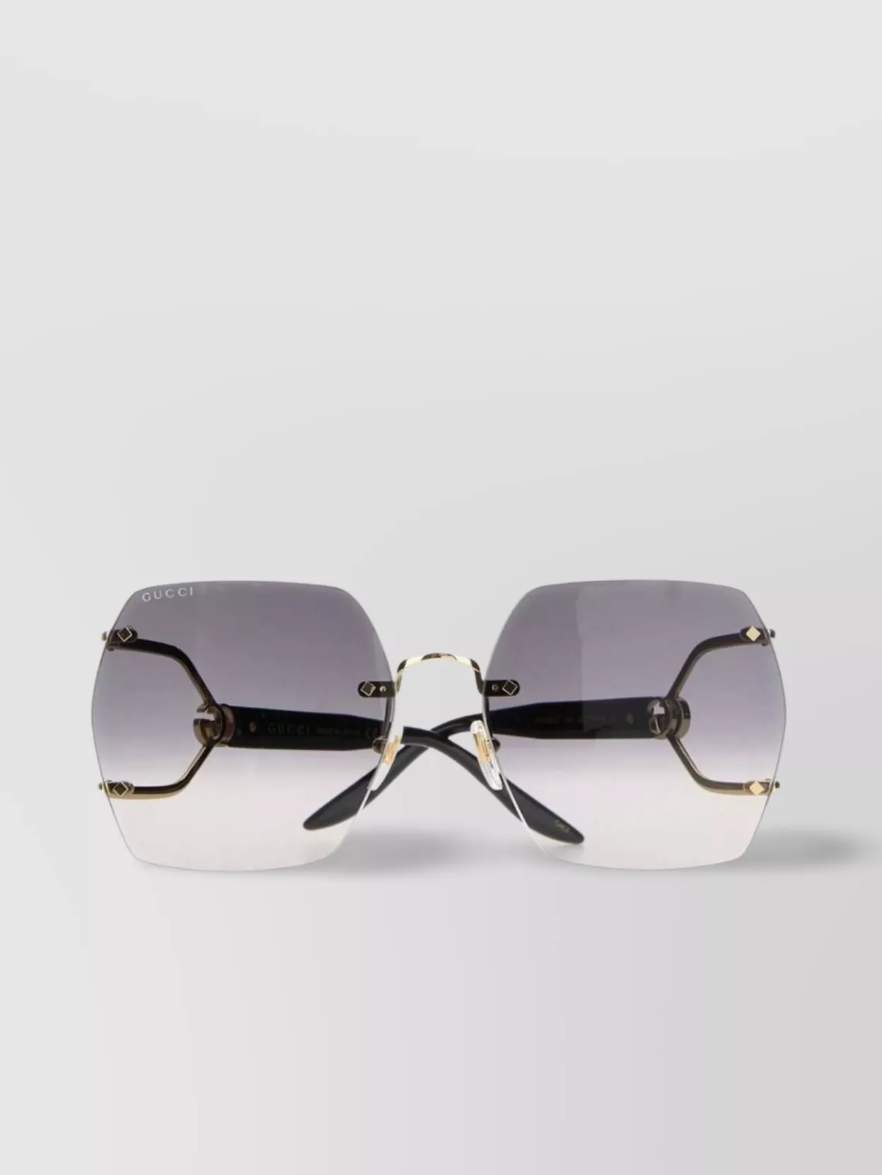 Shop Gucci Metal Square Frame Sunglasses With Gradient Lenses
