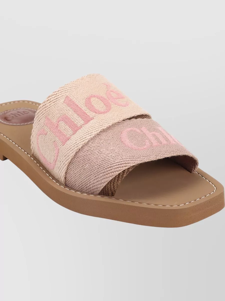 Chloé Woody Flat Mules Open Toe Design