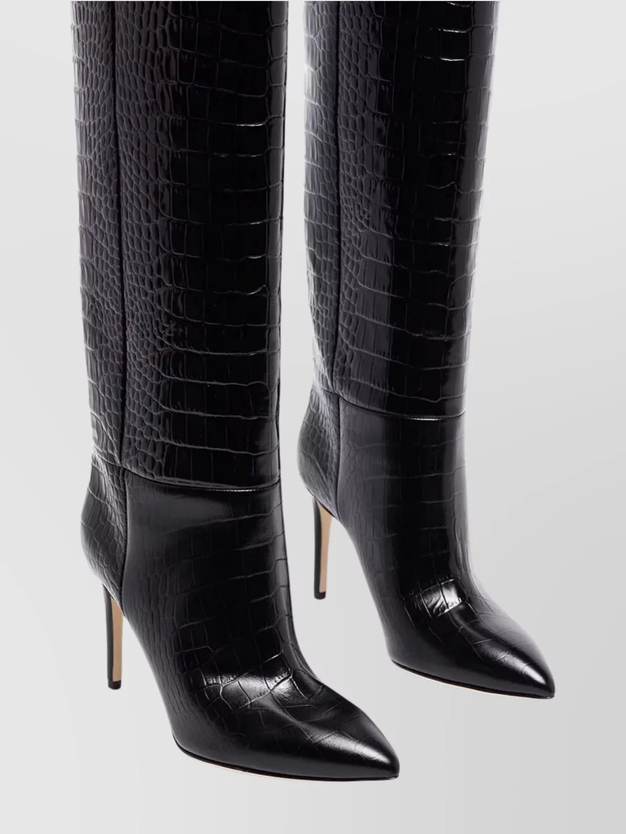 Paris Texas Knee High Stiletto Boot With Crocodile Effect