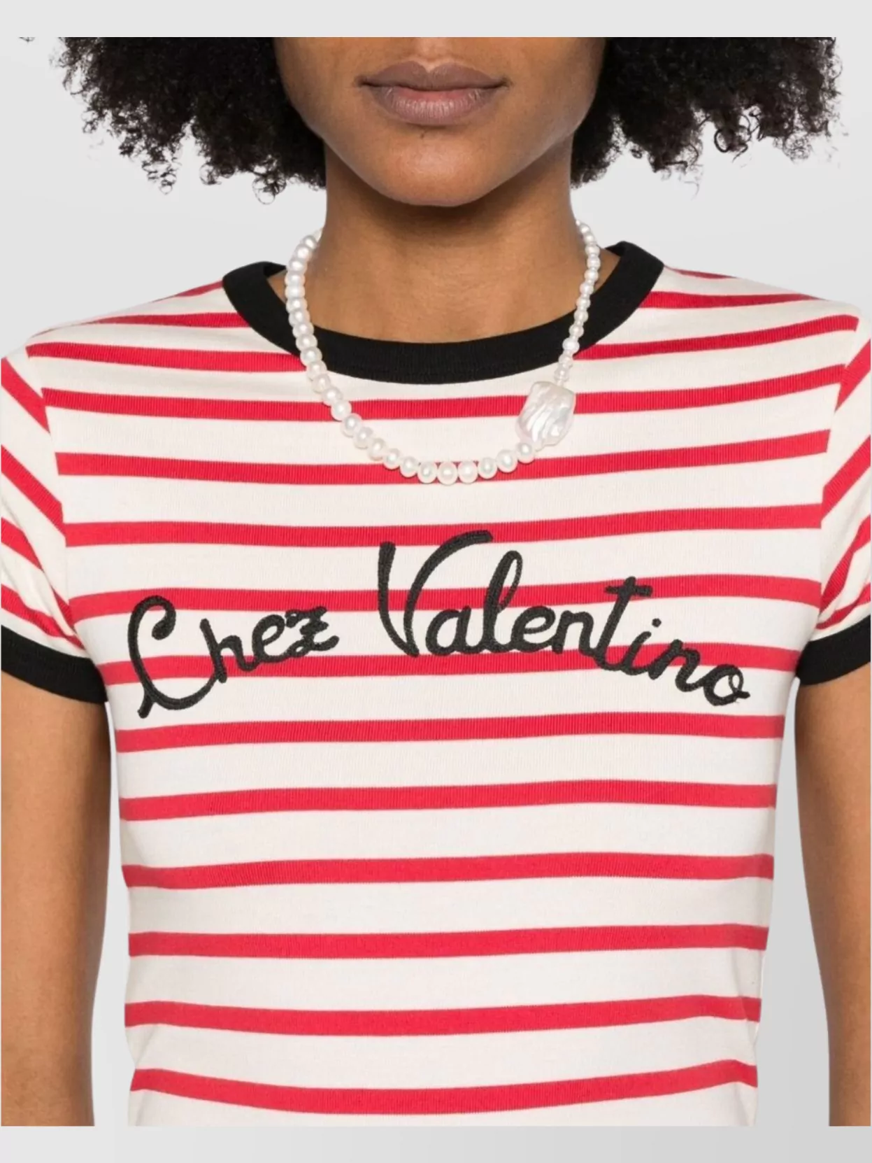 Valentino Striped T-Shirt Contrast Trim