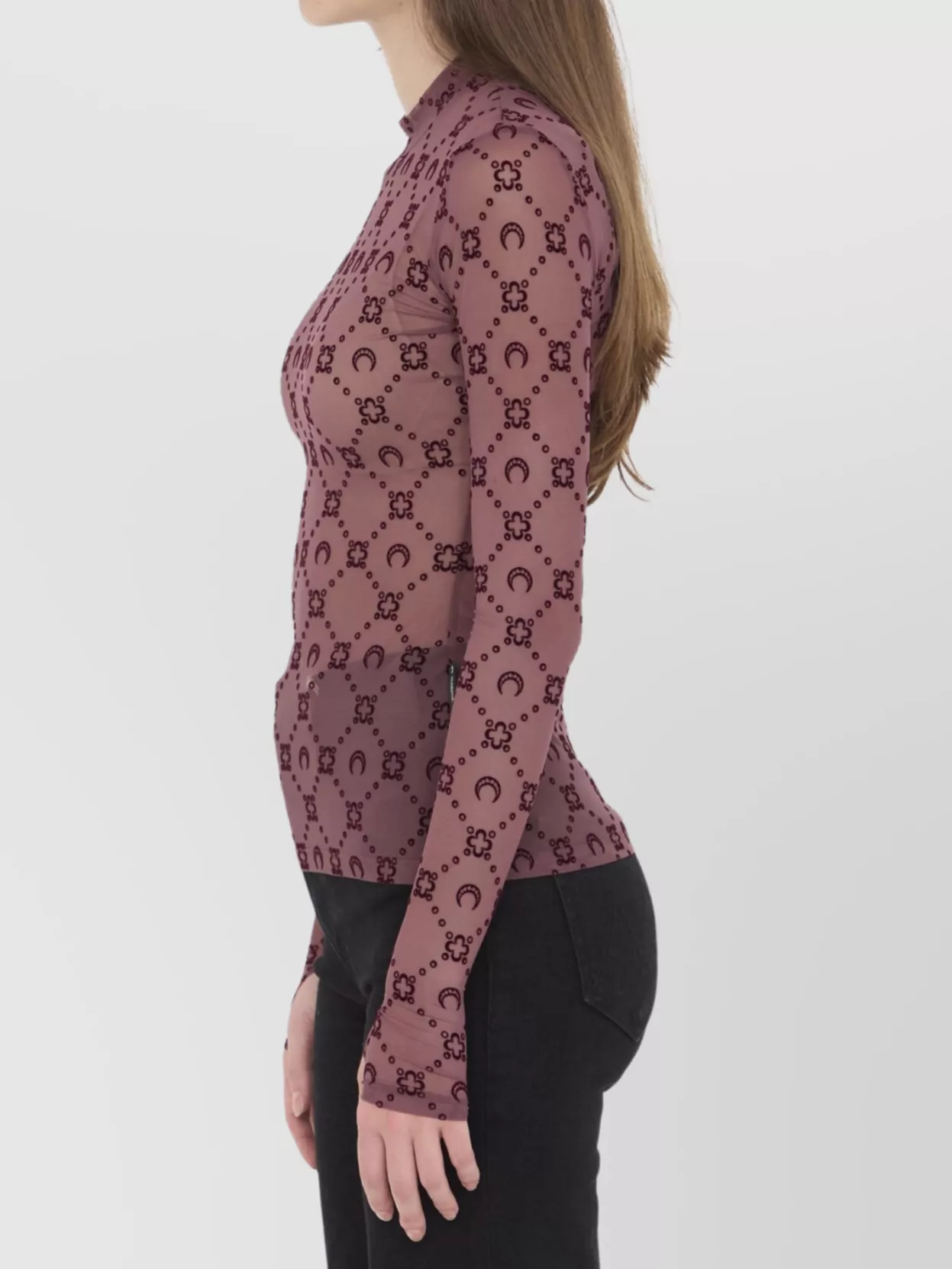 Marine Serre High-Neck Mesh Top Moonogram Pattern