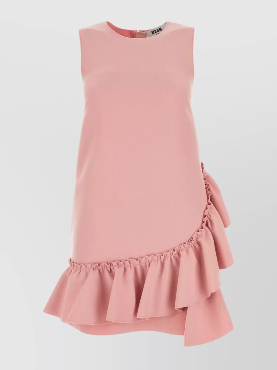 Shop Msgm Mini Dress With Flounces And Ruffle Detail In Pink